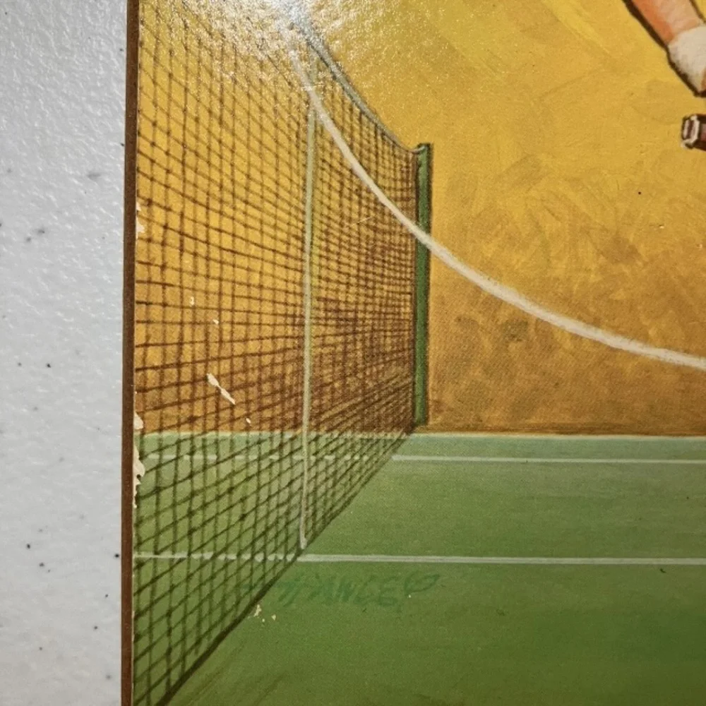 Vintage‎ Pete Hawley Tennis Wall Art Set of 2 Art Wood Rare Midcentury
